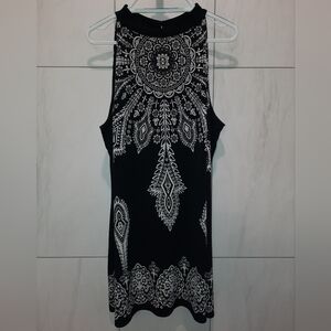 Monroe & Main Size 2x Black and White Mandala Print Women's Dress EUC